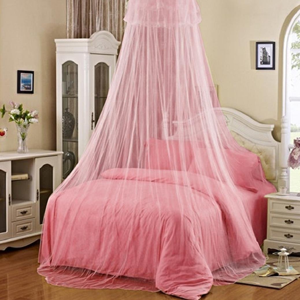 Gemini_mall® Pink Lace Bed Canopy Mosquito Net Dome Fly Insect Net Protection