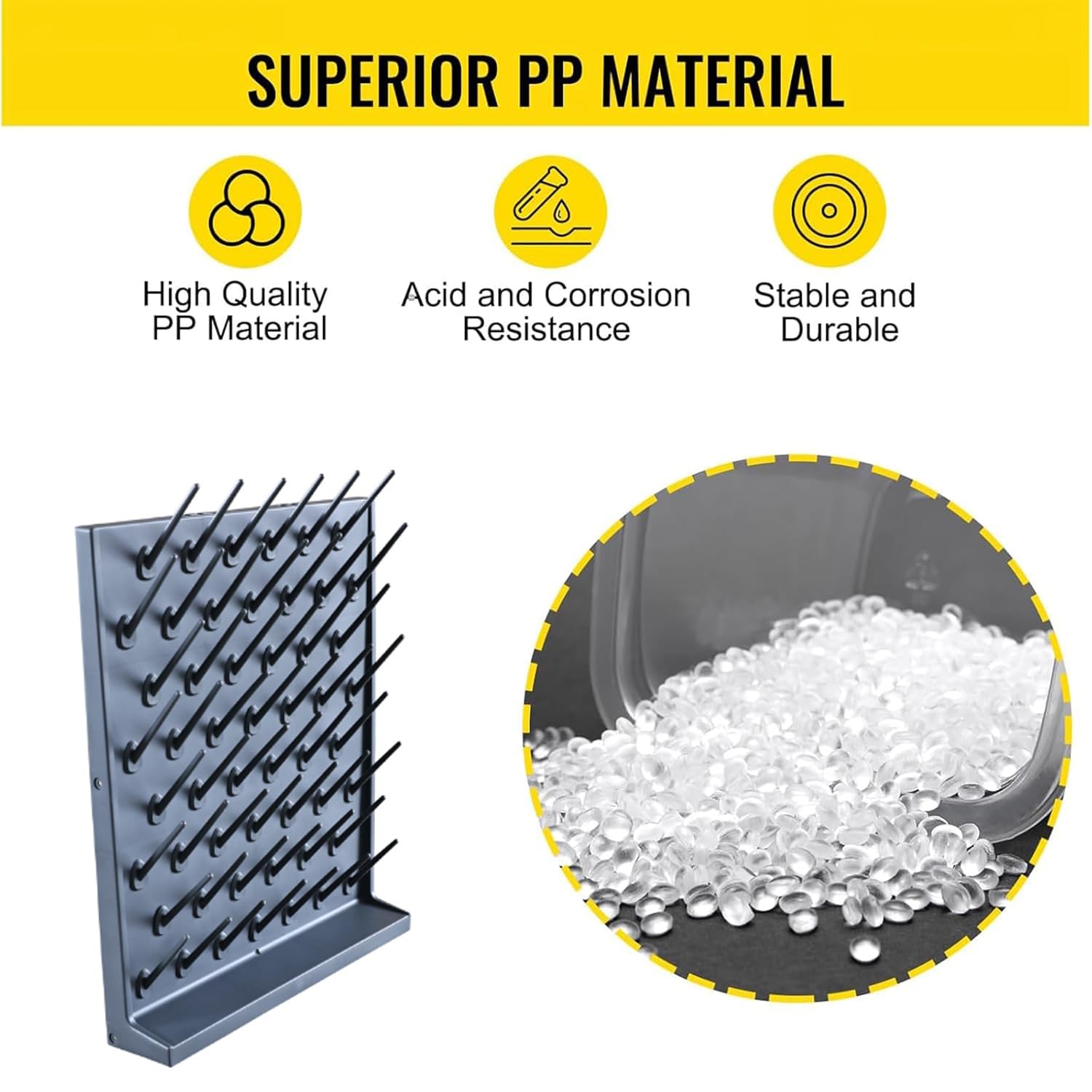 Escurridor para Instrumentos de Laboratorio, 52 Varillas Desmontables con ángulo de 45° para un Drenaje rápido de Vasos de precipitados, Ideal para la inspección de Calidad química en escuel