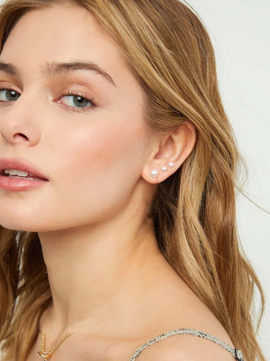 ChicSilver 4-10mm White Freshwater Cultured Pearl Earrings Sterling Silver Studs for Women Girls Sensitive Ear