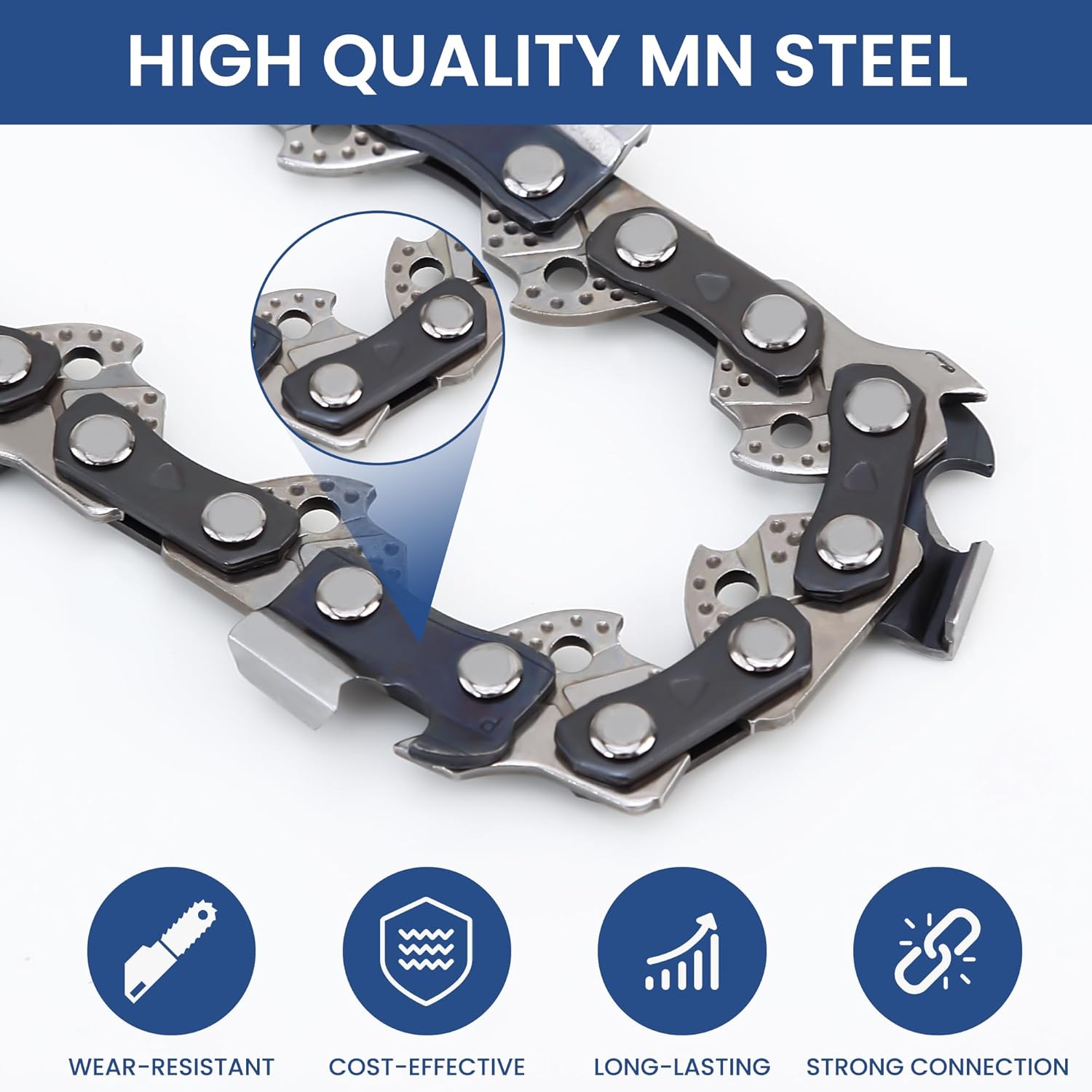 3 Pack 12 Inch Chainsaw Chains 3/8 LP Pitch .050" Gauge 45 Drive Links, 12" Replacement Chain Compatible with Echo 2511T/271T, Greenworks 20262/20292, Craftsman, Husqvarna, Remington, Hart - S45