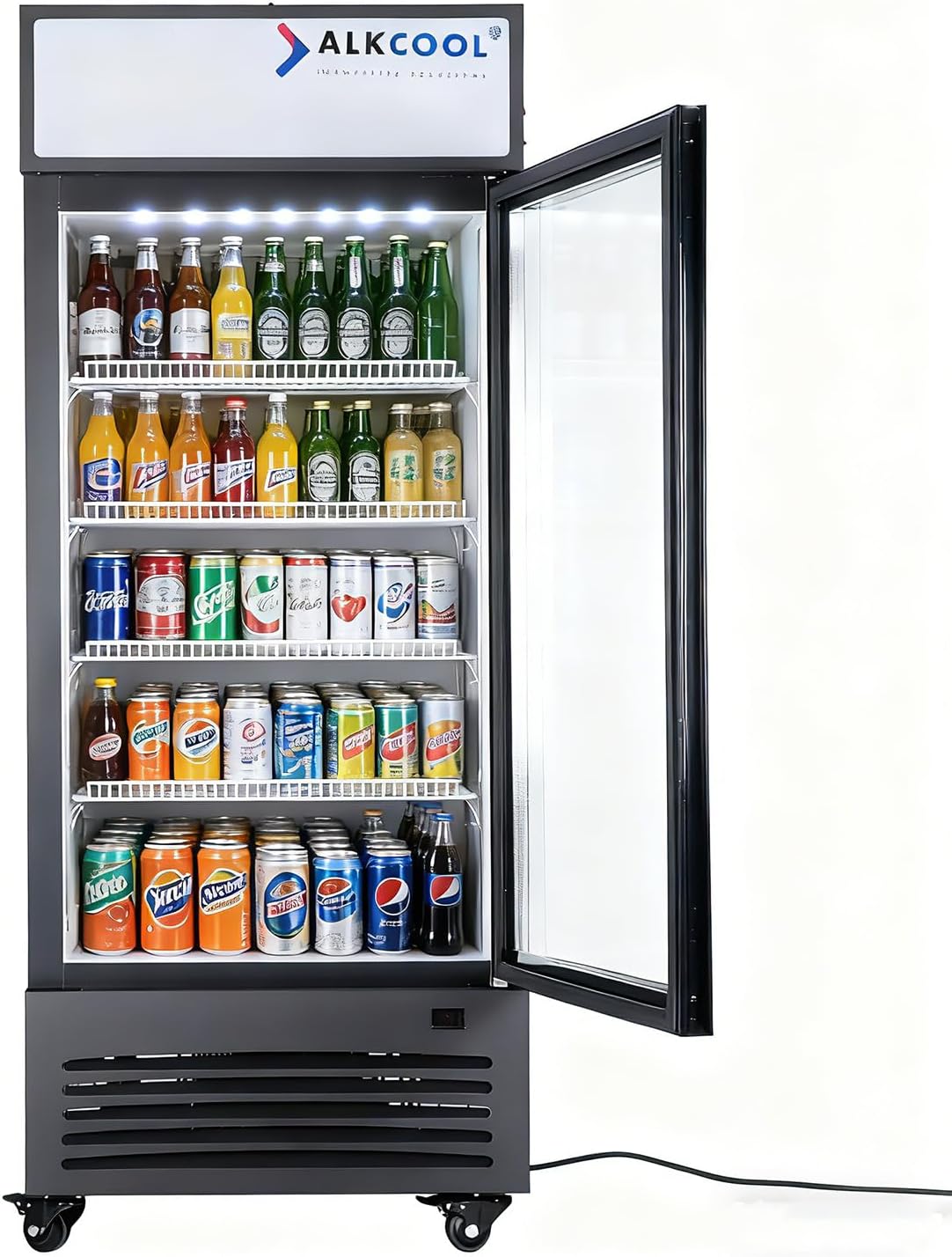 Commercial Flower Beverage Refrigerator Floral Display Fridge,Glass Door Drink Cooler with LED Light Adjustable Shelves,ETL Sanitation,Wheels Included,16.5Cu Ft,68.9''High