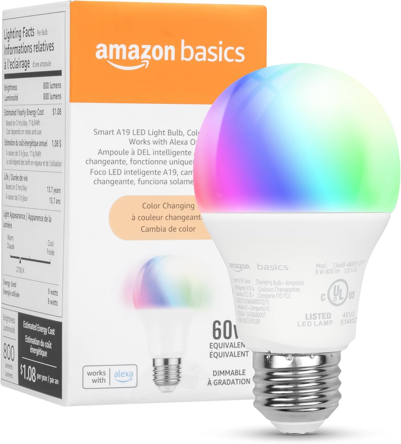 Amazon Basics Smart A19 LED Light Bulb