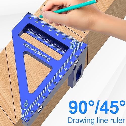 Miniatura 2 de Regla de carpintería 3D multiángulo, aleación de aluminio 4590, regla triangular de inglete resistente transportador cuadrado resistente, regla de
