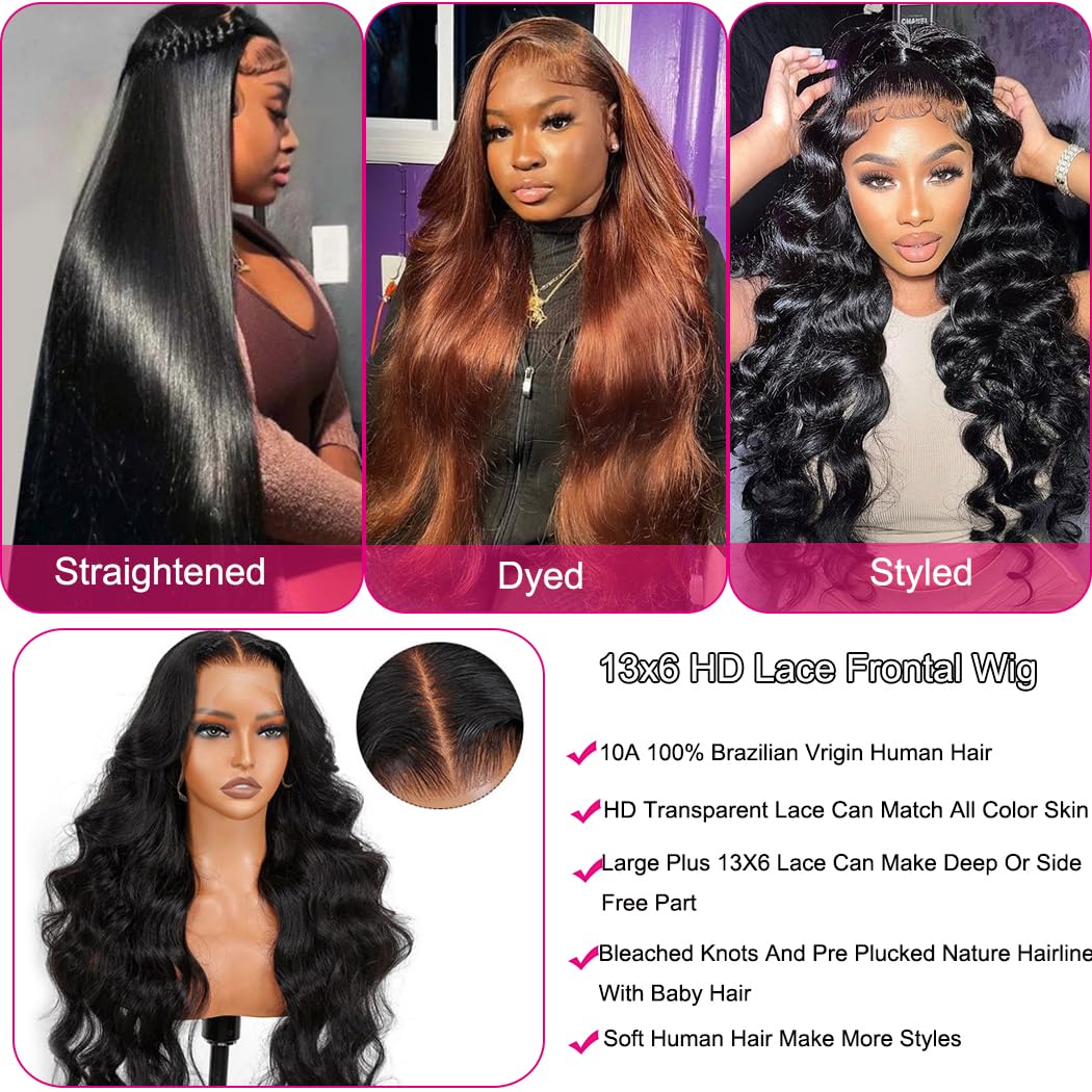 @ヘアレス Amazon.com : 30 Inch 13x6 Lace Front Wigs Human Hair 200 Density