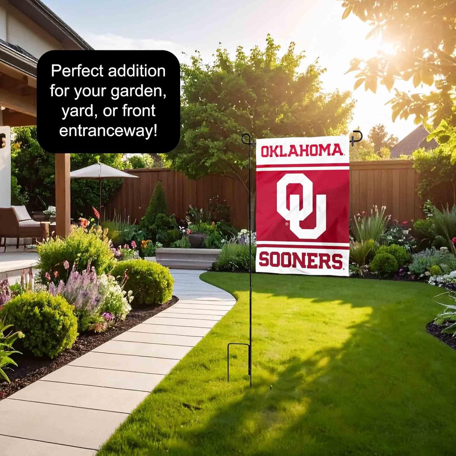 Oklahoma Sooners Garden Flag with Stand Holder