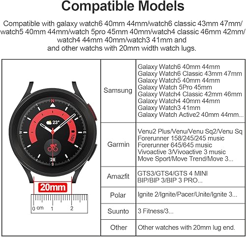 Miniatura 2 de 20mm Metal Band for Galaxy Watch 6 Classic 43mm 47mmWatch 5 Pro 45mmWatch 4 Classic 42mm 46mm,EZMVZKU Stainless Steel Quick Release Straps for