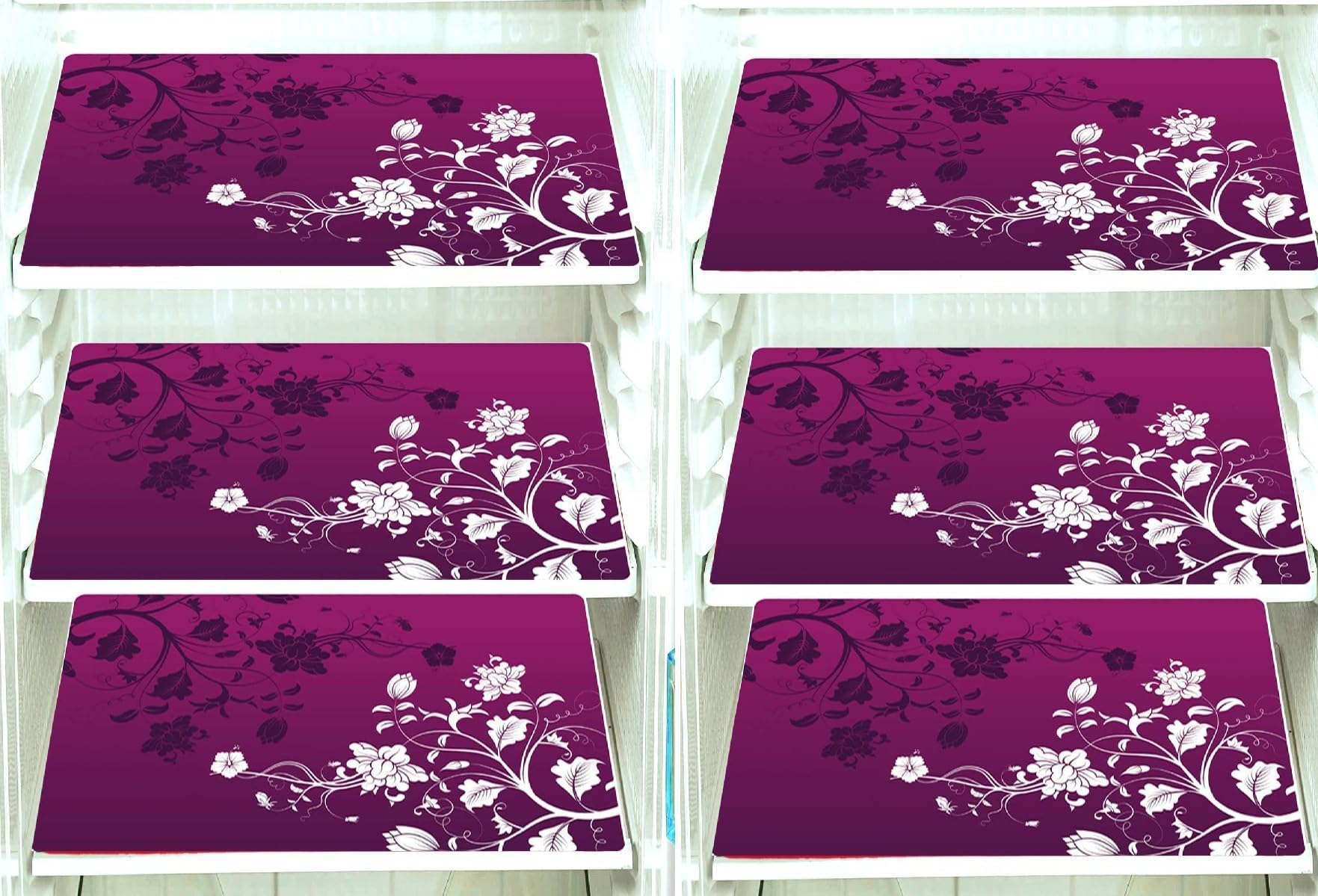 FACTCORE Refrigerator Drawer Mat/Fridge Mat Set of 6 Piece (11.5 X 17.5 Inches) (Wine Flower)-image-41