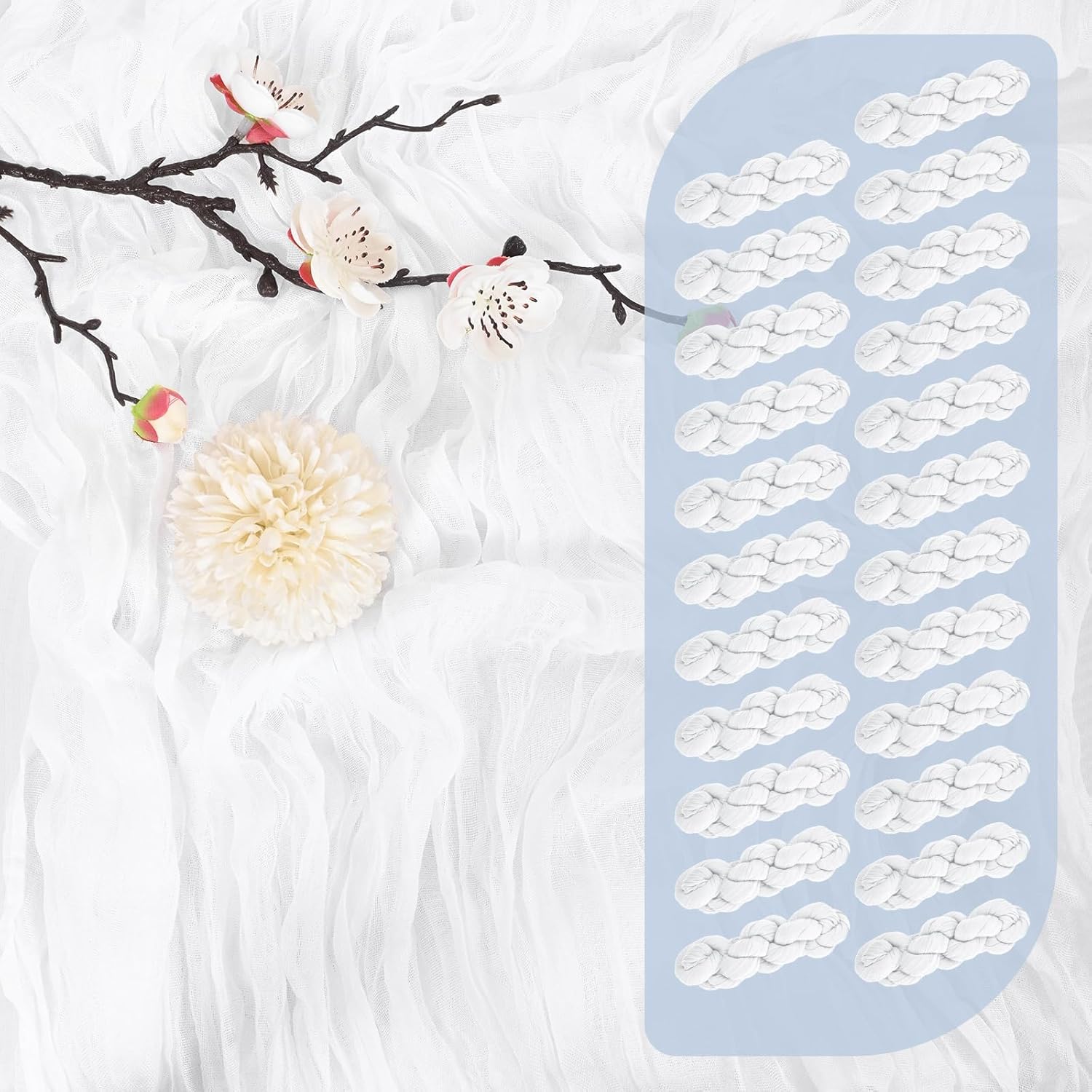 25 Pack White Cheesecloth Table Runner 17 x 108 Inch Fall Thanksgiving Boho Rustic Farmhouse Gauze Cheese Cloth Runner for Wedding Party Baby Shower Home Decor Holiday Decorations