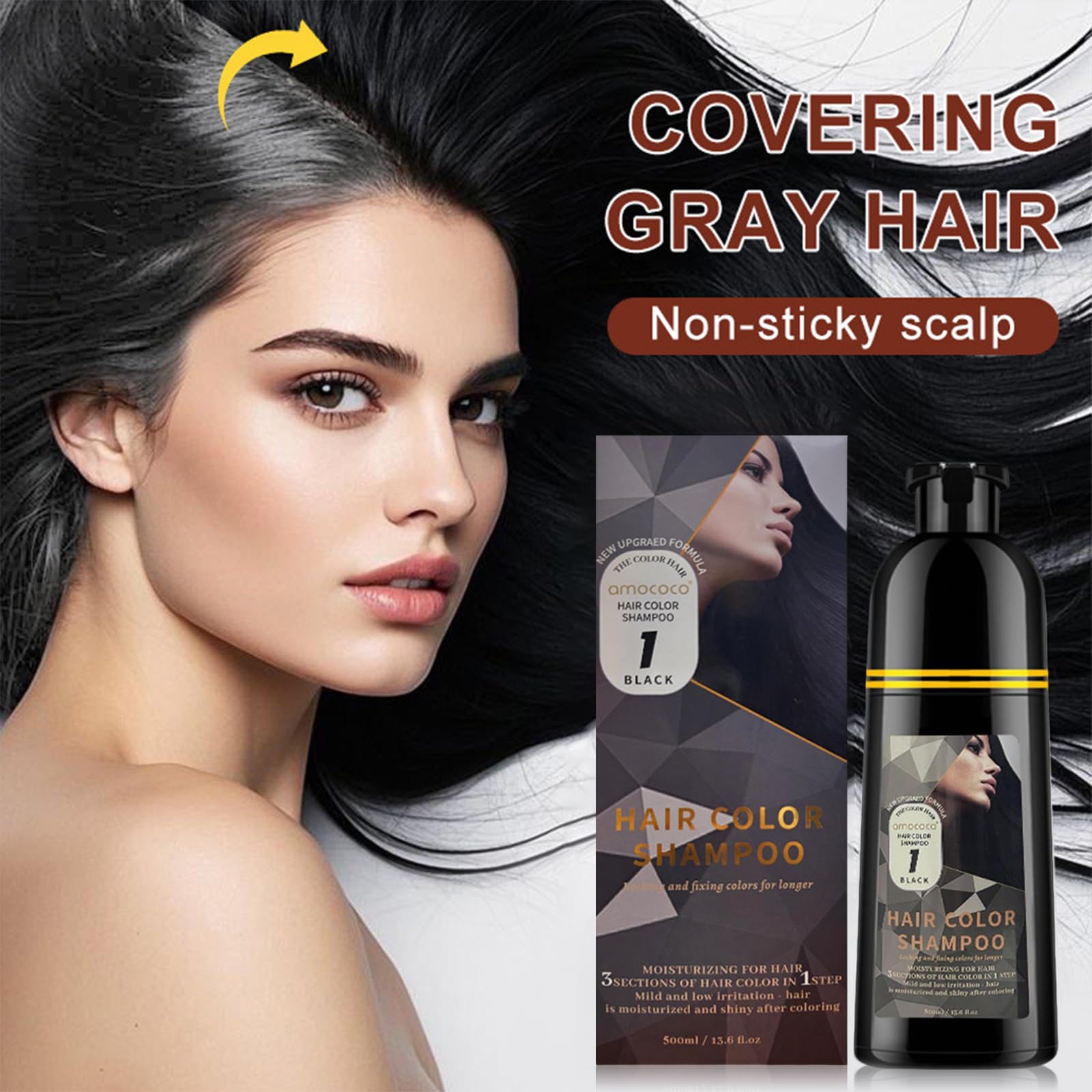 Hair Dye Shampoo 3 in 1 Gray Hair Coverage One-Step Wash-In Hair Dye Shampoos for Color Treated Hair Semi Permanent Hair Color Shampoo for Women & Men 13.6 fl. oz Black product thumbnail 4