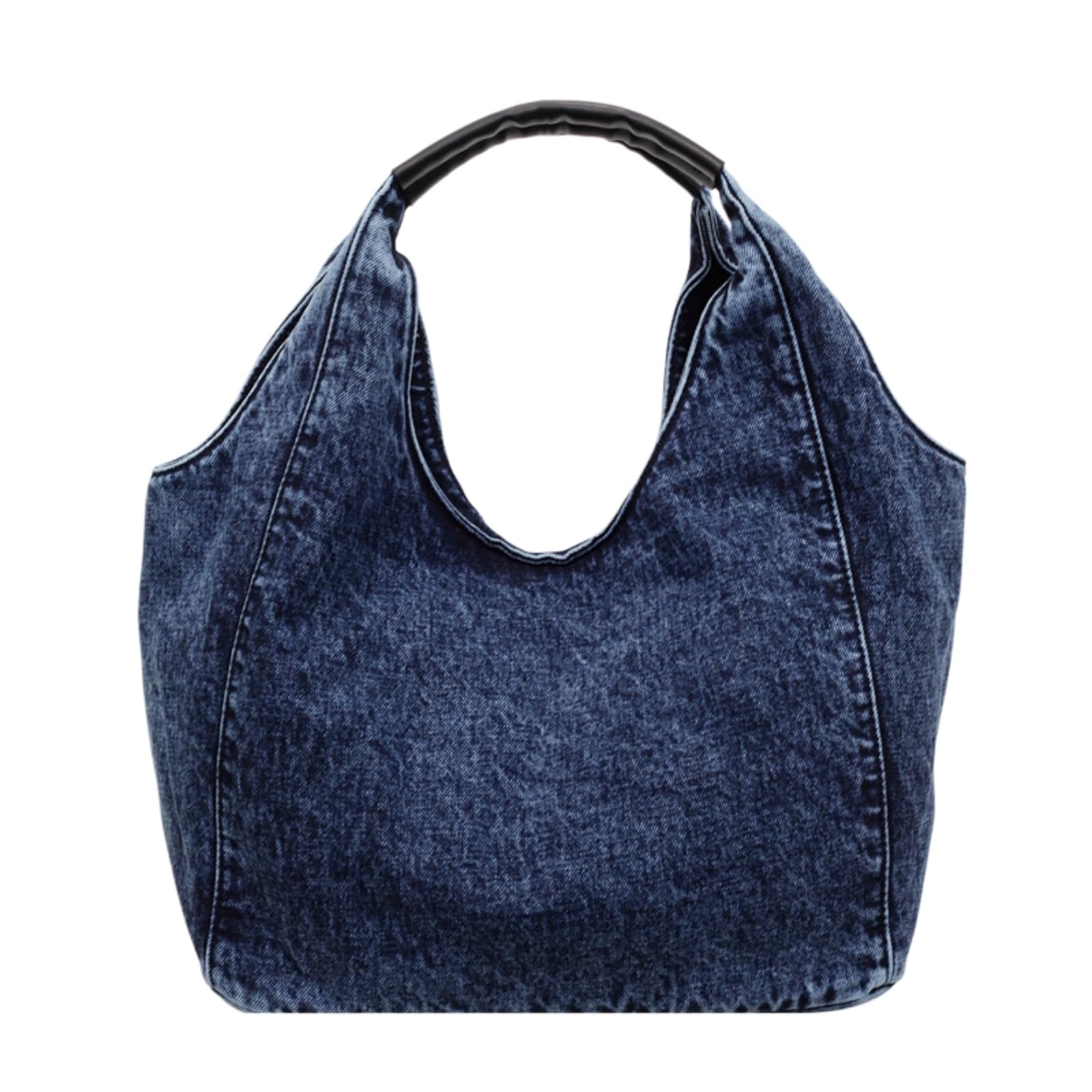 Beauty Case Borsa in Denim Lavato Vintage per Le Donne, Grande capacità Tote A Spalla con Stile Casual Semplice-blue-44cmx23cmx13cm