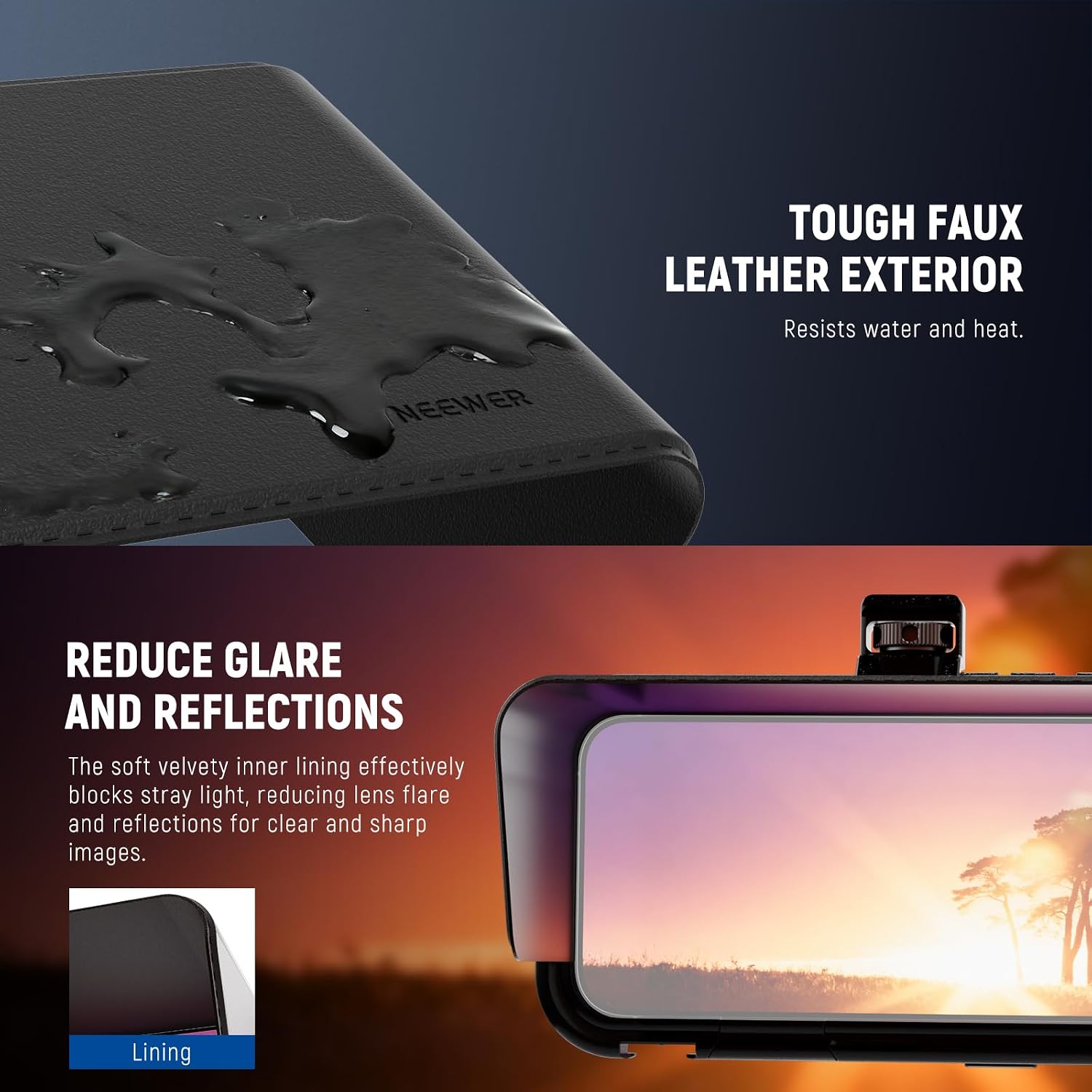 NEEWER Sun Shade Compatible with iPhone 16 Pro Max Phone Cage (PA074) Only, Quick Release Magnetic Sun Hood Anti Glare Reflection Visor for Outdoor Vlogging Mobile Photography, PA094