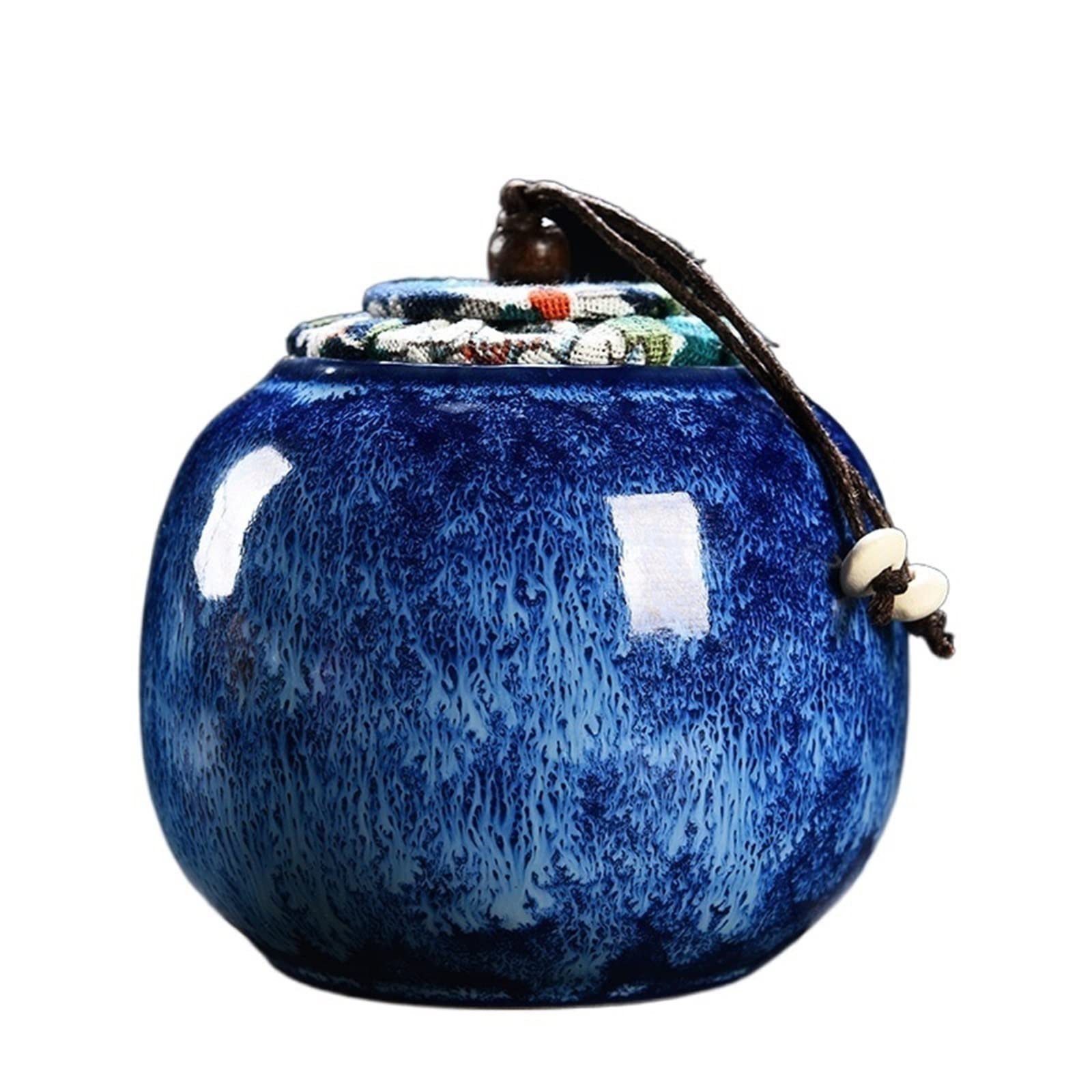 JINGYAN Tea Storage Jars Retro Kiln Ceramic Storage Jar Portable Mini Tea Household Sealed Moisture-proof Food Container Art Decoration