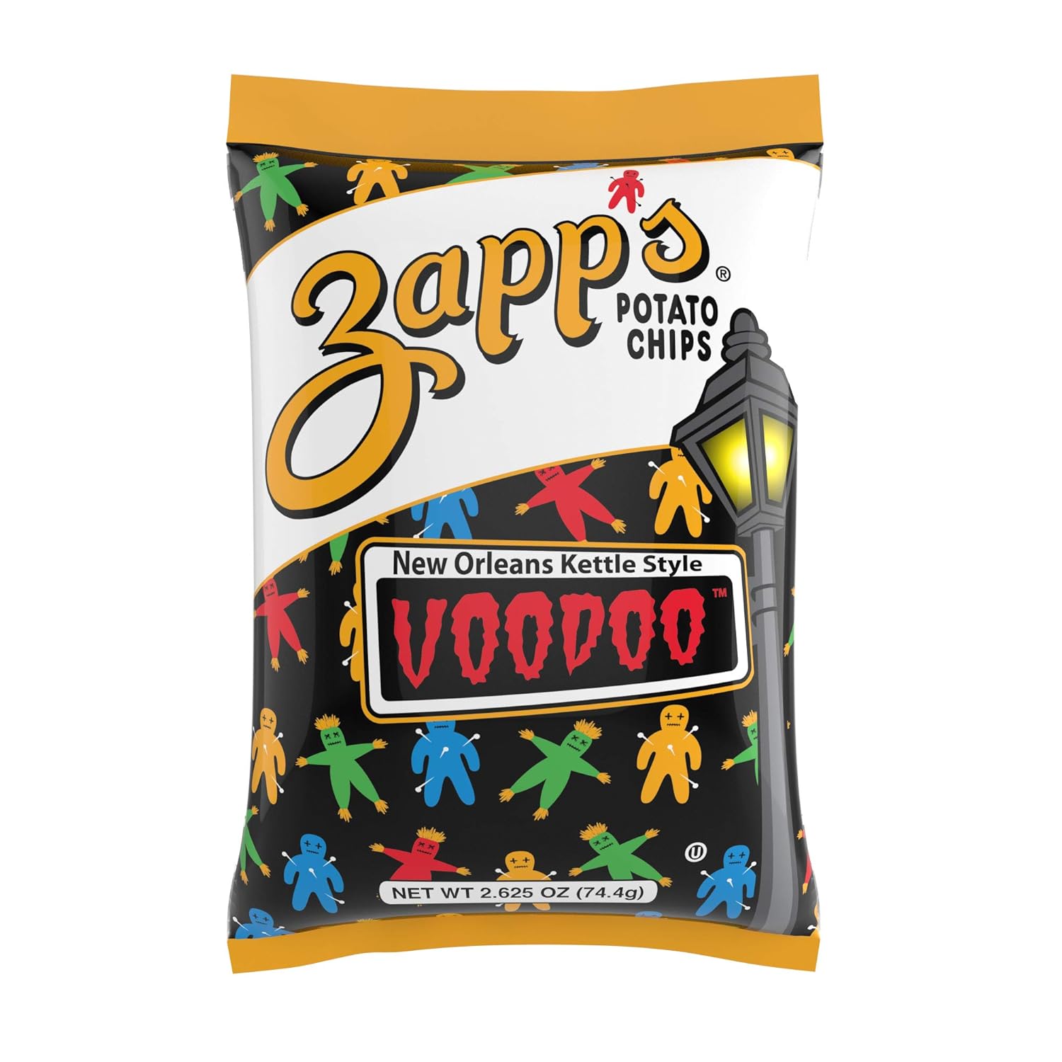 ZAPP'S Potato Chips Variety Pack | Evil Eye, Voodoo, Voodoo Heat, Mesquite BBQ, Cajun Dill Gatortator, 2.5 oz Hungry Sized Bags | 5-Pack