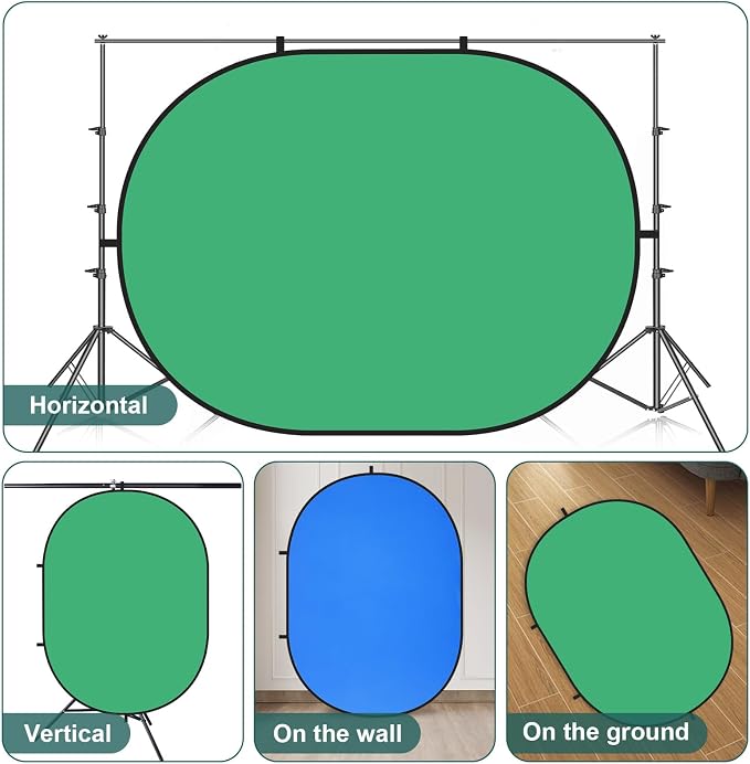 Fondo plegable de 1.5x2m en azul y verde para sesiones y videos miniatura 6