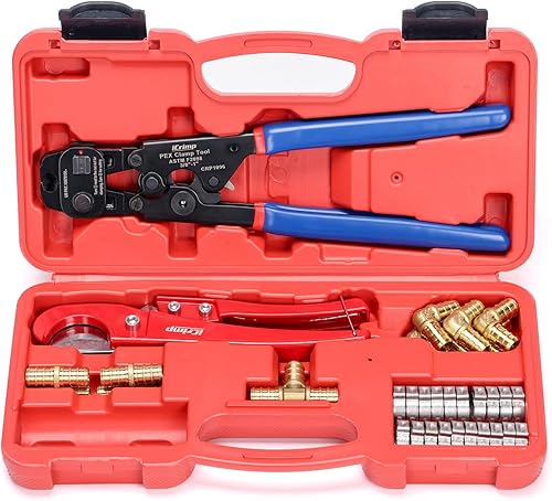 iCRIMP Herramienta de trinquete con función de extracción para abrazaderas de acero inoxidable de 38 a 1 pulgada y 20 abrazaderas PEX de 12 pulgada