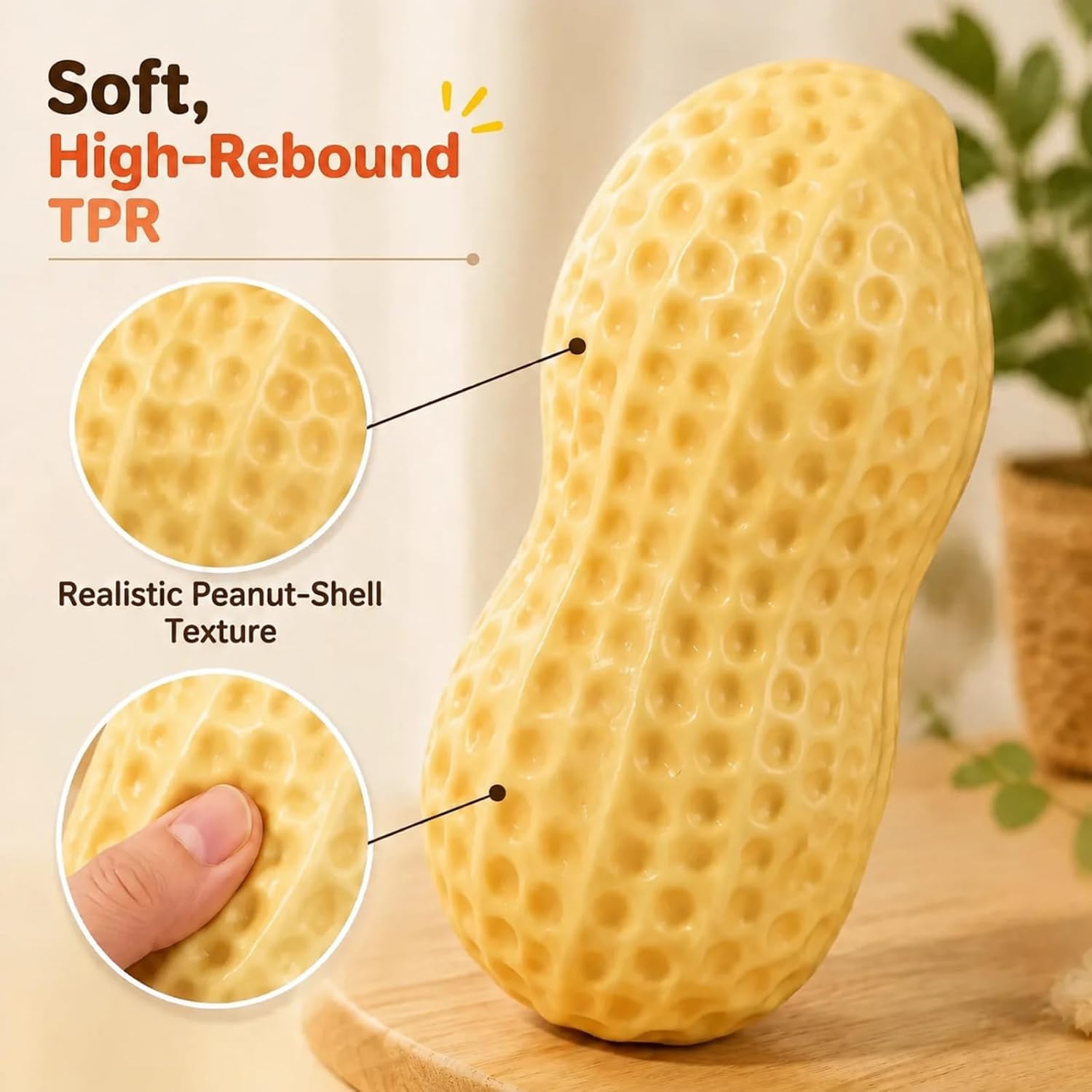 Crunchy Peanut Squishy,Slow Rising Sensory Fidget Squeeze Toy for Adults | Textured Peanut Squishy, Slow Rising Squishy Toys,Soft Stretchy Sensory Play, Stress Relief Desk Toy, Party Favor and Gift