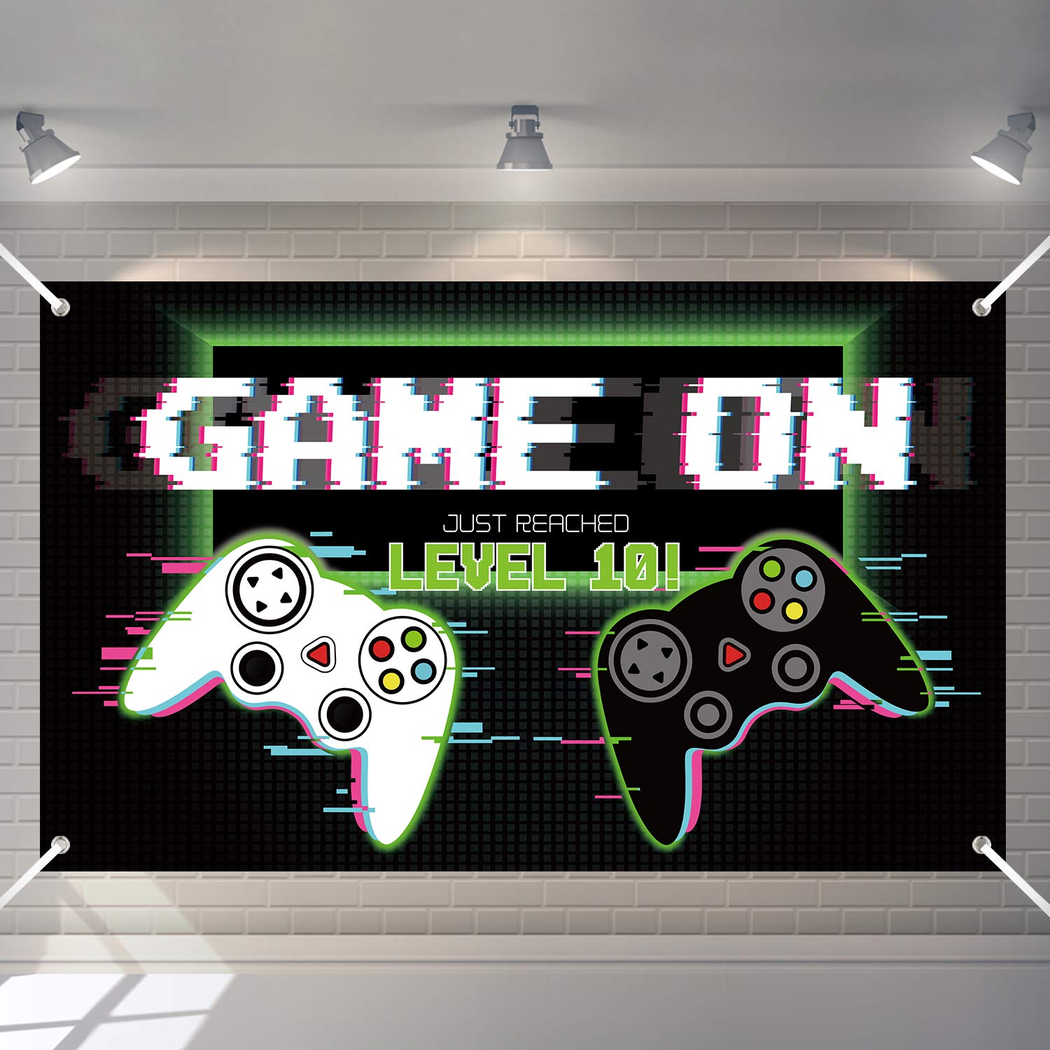 Sfondo Arco Pixel Per Compleanno A Tema Videogiochi – 182x82cm In Seta Di Latte, Decorazione Festa E Area Foto