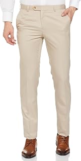 Raymond Men's Slim Fit Mid Rise Polyviscose Blend Solid Pattern Flat Front Formal Trouser