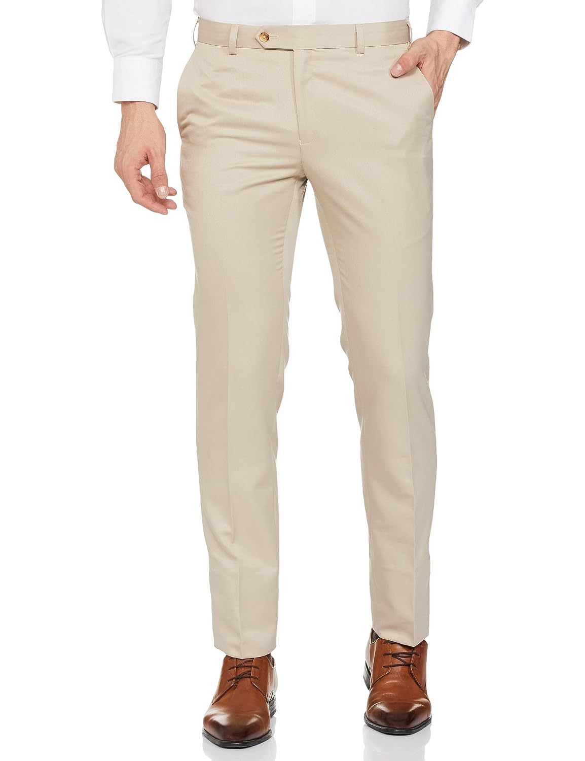 Raymond Men’s Slim Fit Mid Rise Polyviscose Blend Solid Pattern Flat Front Formal Trouser Raymond Men’s Slim Fit Mid Rise Polyviscose Blend Solid Pattern Flat Front Formal Trouser