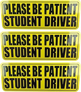 3 PCS Student Driver Magnet for Car, Please Be Patient Student Driver, Magnetic Student Driver Sticker Safety Warning, Reusable Movable Rookie Driver Reflective Magnets Bumper Stickers (Style 2)