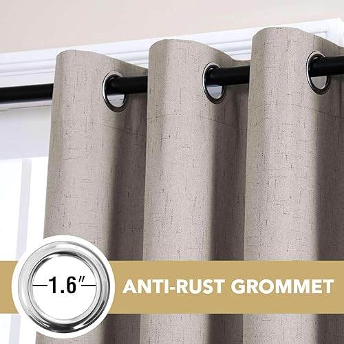Miniatura 6 de H.VERSAILTEX - Cortina opaca 100 % de lino de 96 pulgadas de largo para dormitorio, con aislamiento térmico, lino texturizado, ahorro de energía,
