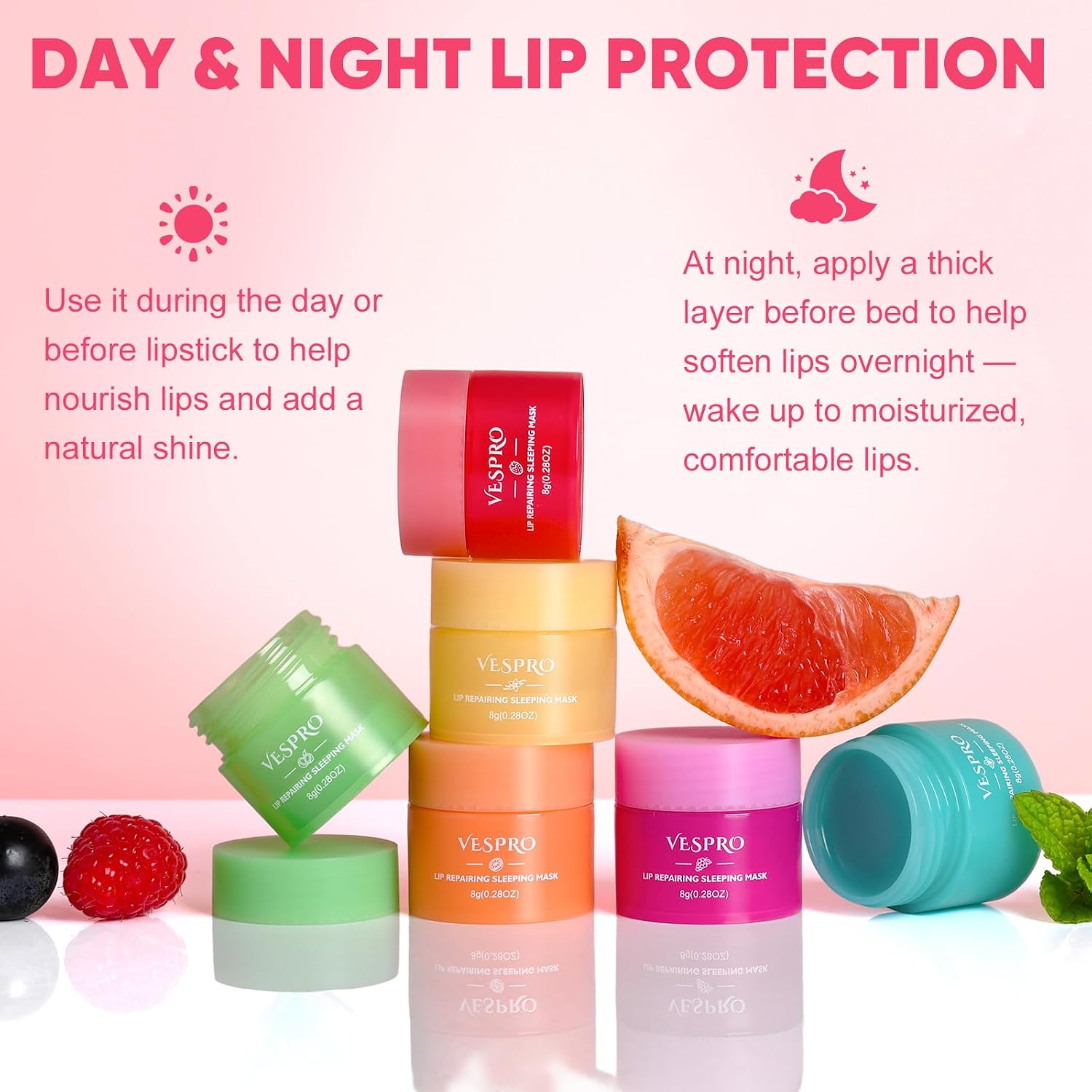 6 Pack Lip Sleeping Mask-Overnight Deep Hydrating Treatment for Dry Lips