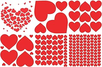 Valentines Day Hearts Window Stickers, Red Heart Shape Stickers, Heart Window Decals, Valentine Party Stickers, Heart Wall Stickers Kids for Wedding Anniversary Valentine Party Home School Decoration