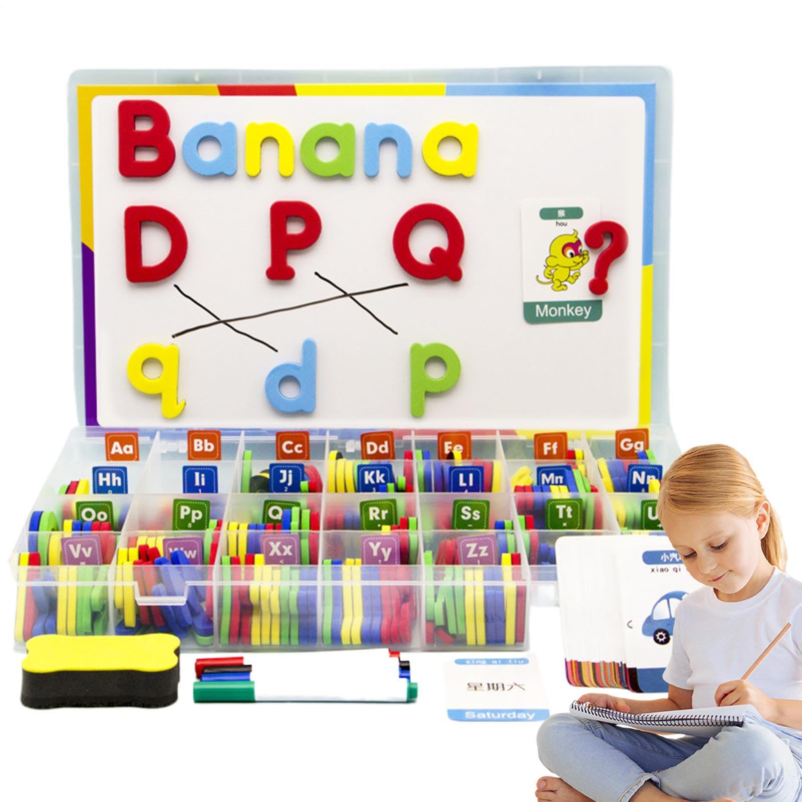 Numeri ' magnetico: kit colorato di adesivi, set di giocattoli educativi | di apprendimento con lavagna magnetica, pratica di ortografia e conteggio in maiuscole