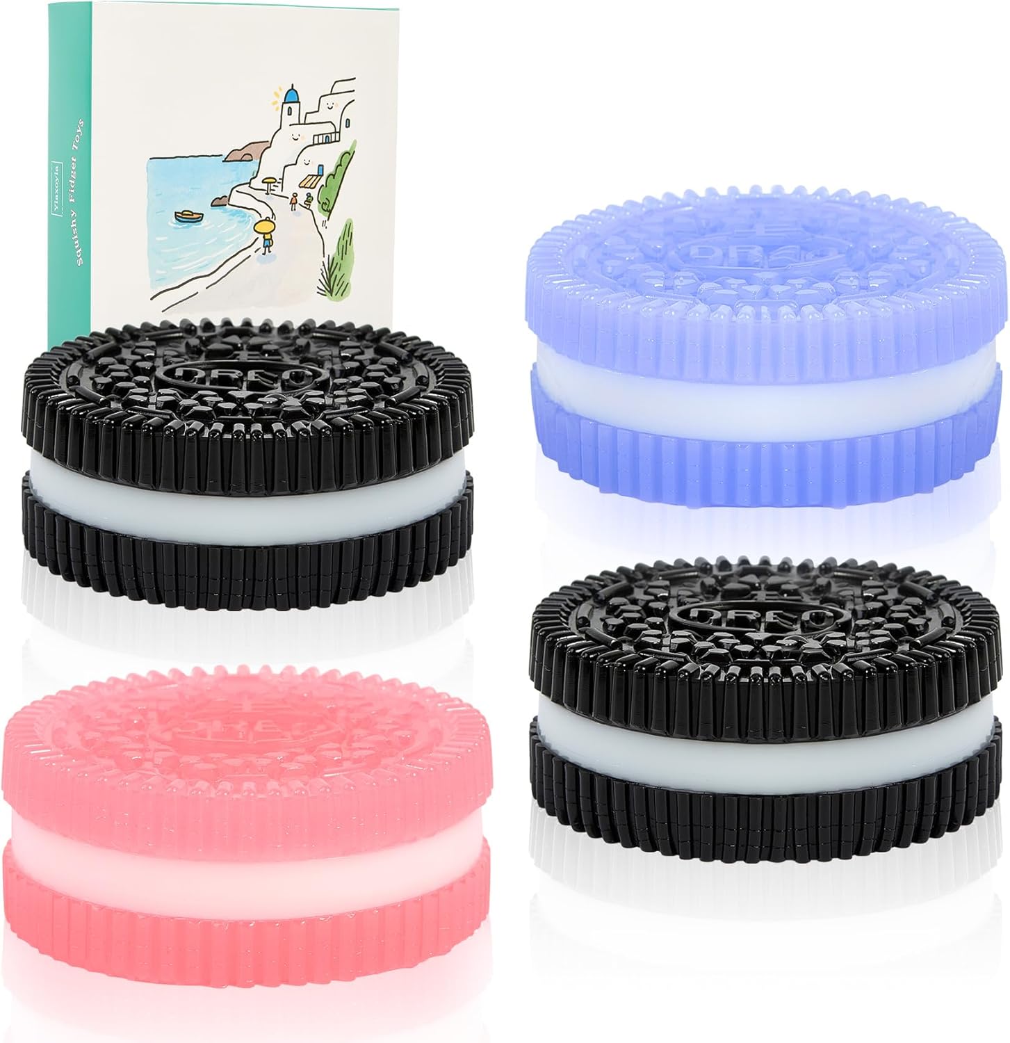 4 Pcs Squishy Fidget Toys, Cute Cookie Sensory Toys for Kids with Autism, Squishies Stress Relief Fidgets Toys for Adults, Party Favor Gift