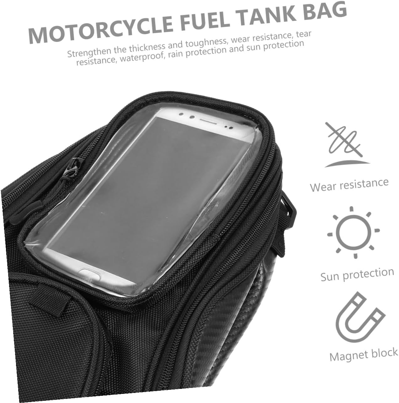 Motorcycle Fuel Tank Bag Large Capacity Waterproof Magnetic Motorbike Supplies Pouch for Outdoor Riding