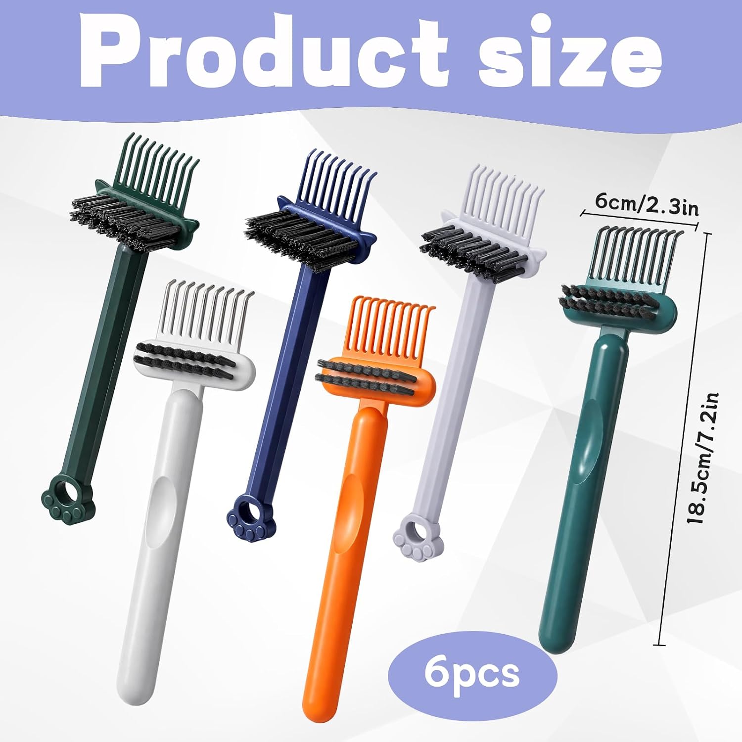 6-Pack Comb Cleaner Brushes, Comb and Hairbrush Cleaner, Hairbrush Cleaner Tool, Two Styles with 3 Each, Efficient Hair Tool Maintenance, Made from PP Material