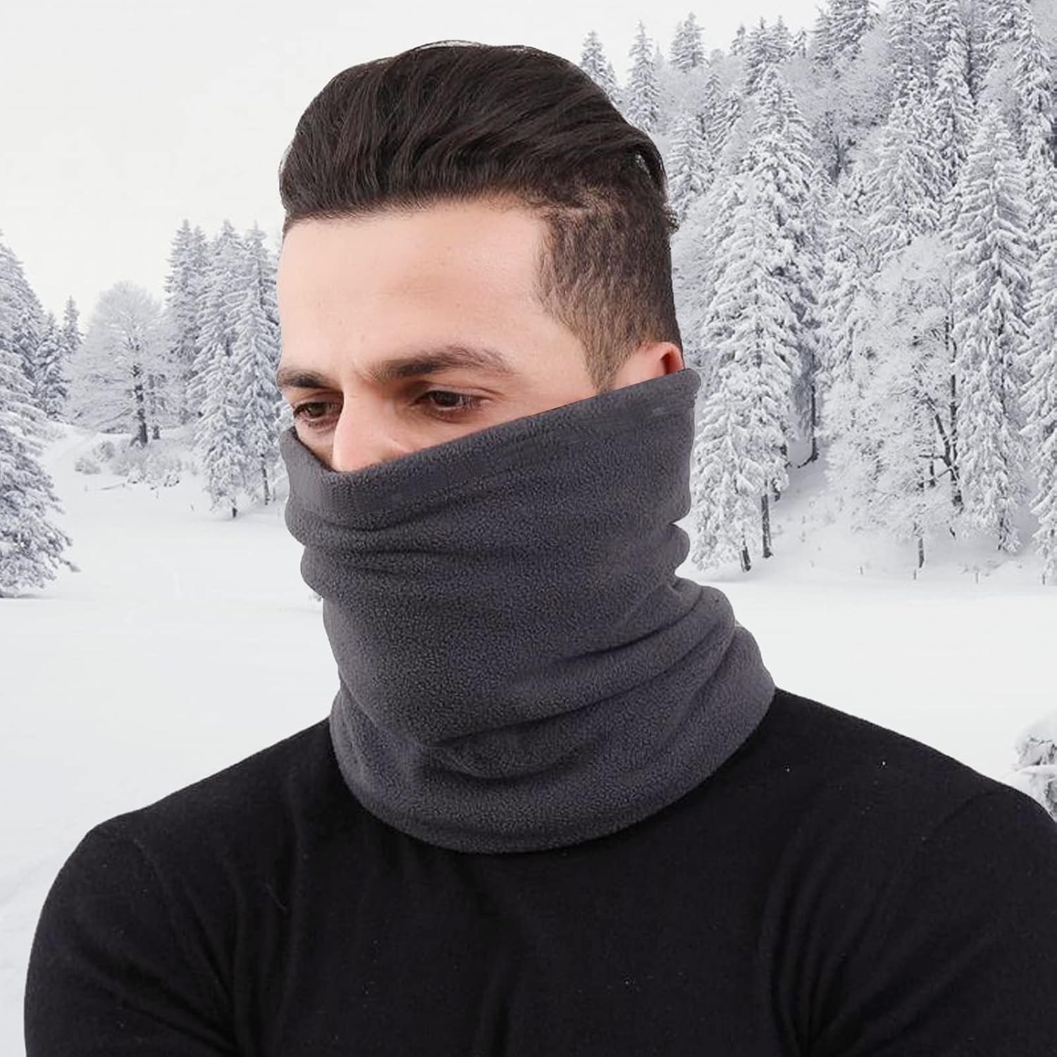 LumiSyne Winter Neck Warmer Soft Fleece Lining Adjustable Neck Gaiter Thicken Thermal Snood Face Mask Covering Tube Scarf