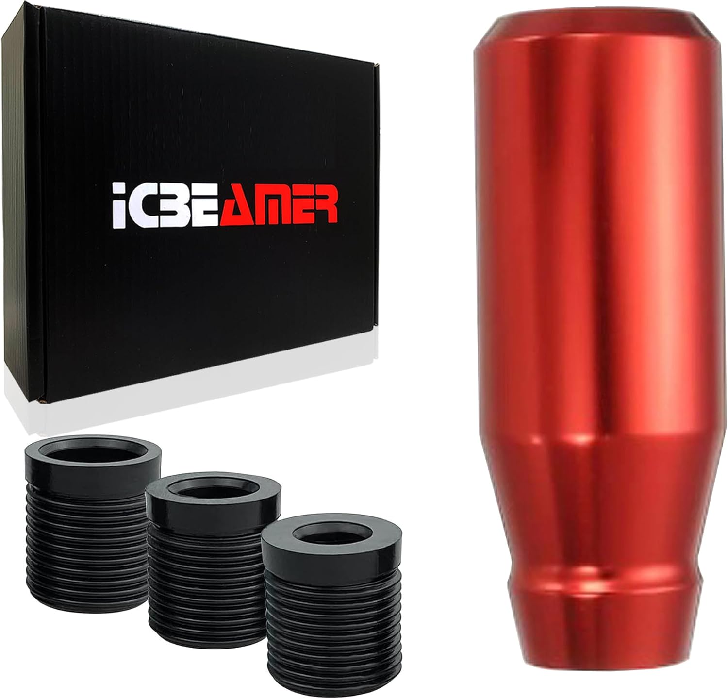 ICBEAMER Black Aluminum Shift Knob | Fits Automatic and 4, 5, 6 Speed Manual Transmission Vehicles | Interior Car Gear Lever Stick Shift Handle | Automotive Replacement Parts | 1 Piece