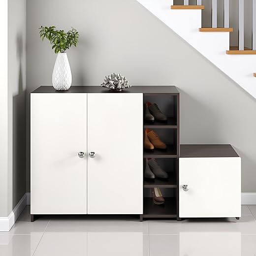 FURNEASER Fusia Wooden Shoe Rack with Seating