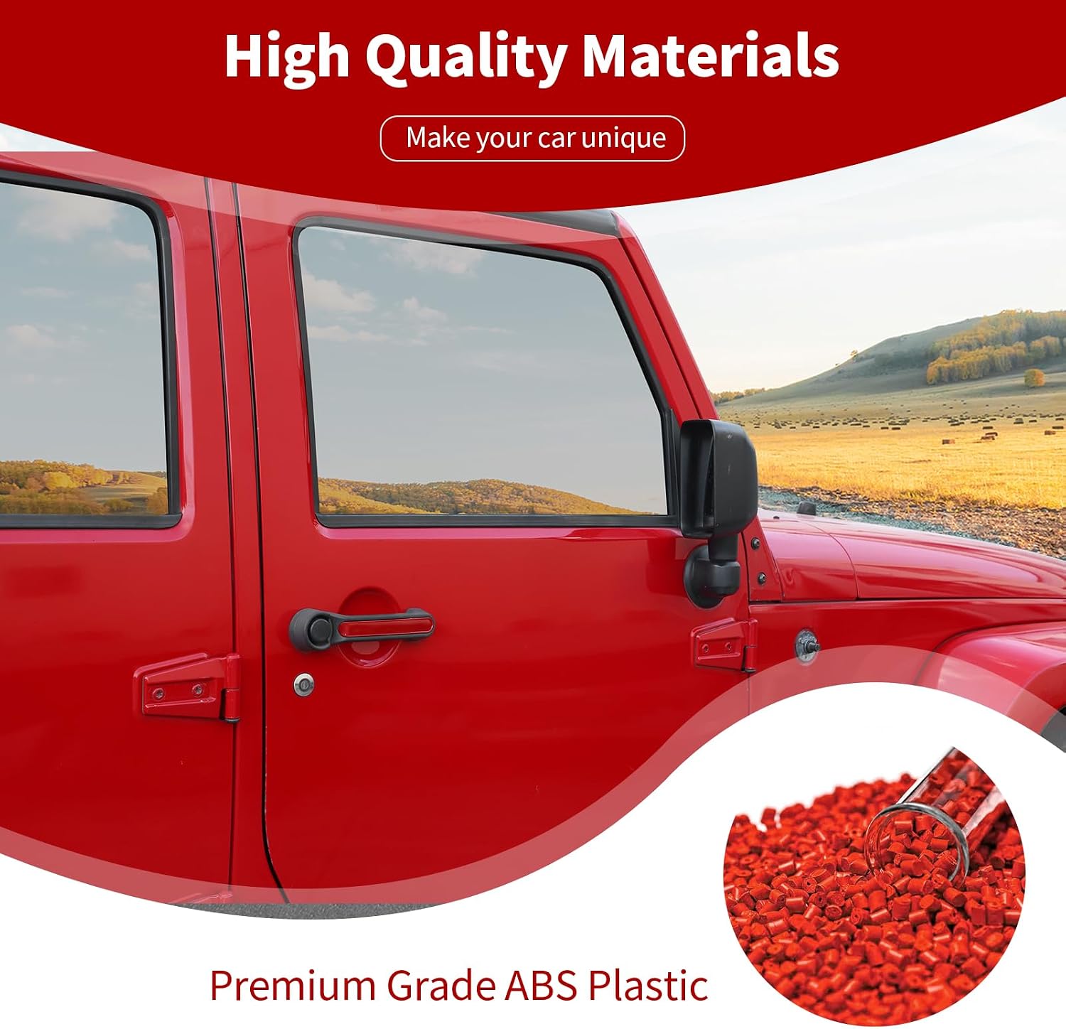 for Jeep JK Tailgate Door Handle Insert Trim Cover for Jeep Wrangler JK JKU 2007-2017 4DR Red Exterior Accessories 5pcs