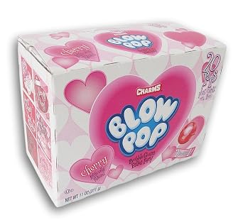 Candy Valentines - Blow Pop Valentine Friendship Exchange Box - 20 Pops and Cards - 11 oz