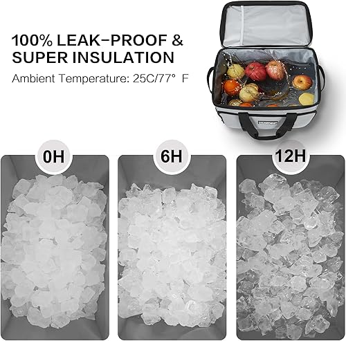 Miniatura 3 de Bolsa térmica con aislamiento suave, plegable, enfriadores de viaje grandes, enfriadores de lados suaves, hieleras a prueba de fugas, impermeable