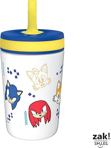 Miniatura 4 de Zak Designs Sonic the Hedgehog Kelso - Vasos para niños pequeños para viajes o en casa, taza de acero inoxidable aislada al vacío de 12 onzas con