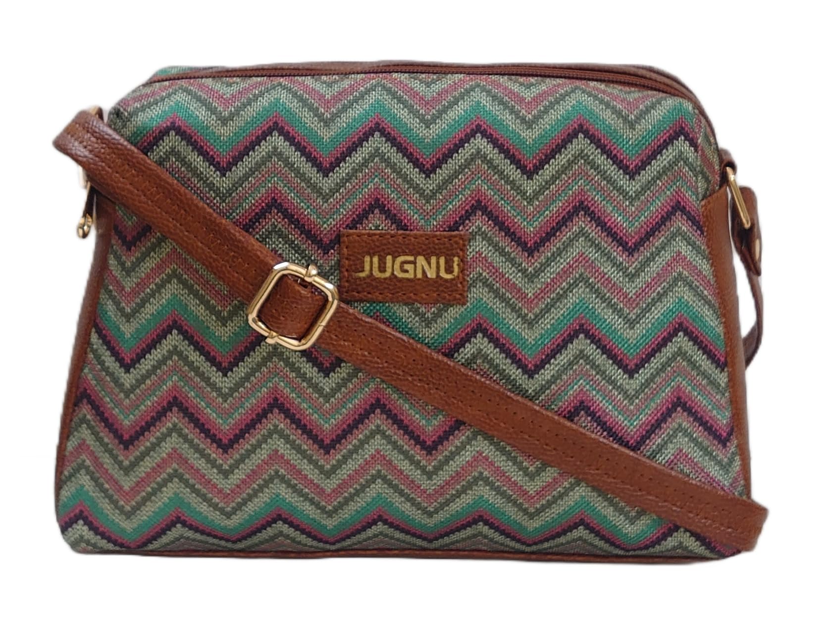 JUGNU Sling Bag For Girl Handicraft Fabric Printed - Stylish and Sustainable Box Shape Shoulder Crossbody Bag for Everyday Use (Neon Wave) (B0CW6MN4Y8) Amazon Price History, Amazon Price Tracker