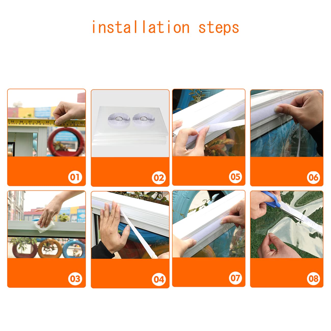 Film isolant pour Fenêtre,Kit isolant pour Porte et Fenêtre Film Solaire Anti Froid pour Fenêtre Comprend un Ruban Adhésif pour une Installation Facile (W*H:120x180cm/47x71in)