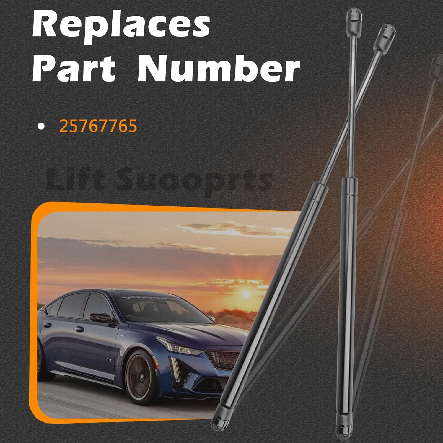 2 Pcs 28.96 in Front Hood Struts Lift Supports Compatible with Cadillac 03-07 CTS Shock Gas Spring Prop Rod Cylinder Replaces 25767765
