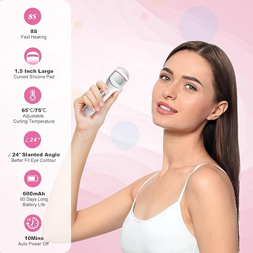 Miniatura 2 de Rizador de pestañas térmico profesional - Rizador de pestañas con innovadora silicona térmica, rizador de pestañas eléctrico con batería recargable