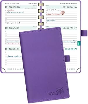 POPRUN Academic Pocket Diary 2026-2027 Slim 8.8x15.9 Week to View Spiral