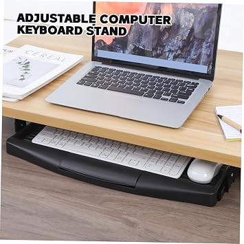 Sewroro Keyboard Tray Under Desk Drawer Style Keyboard Shelf for Office Desktop Storage Space Saving Storage Plate Ergonomic Pull Out Computer Stand