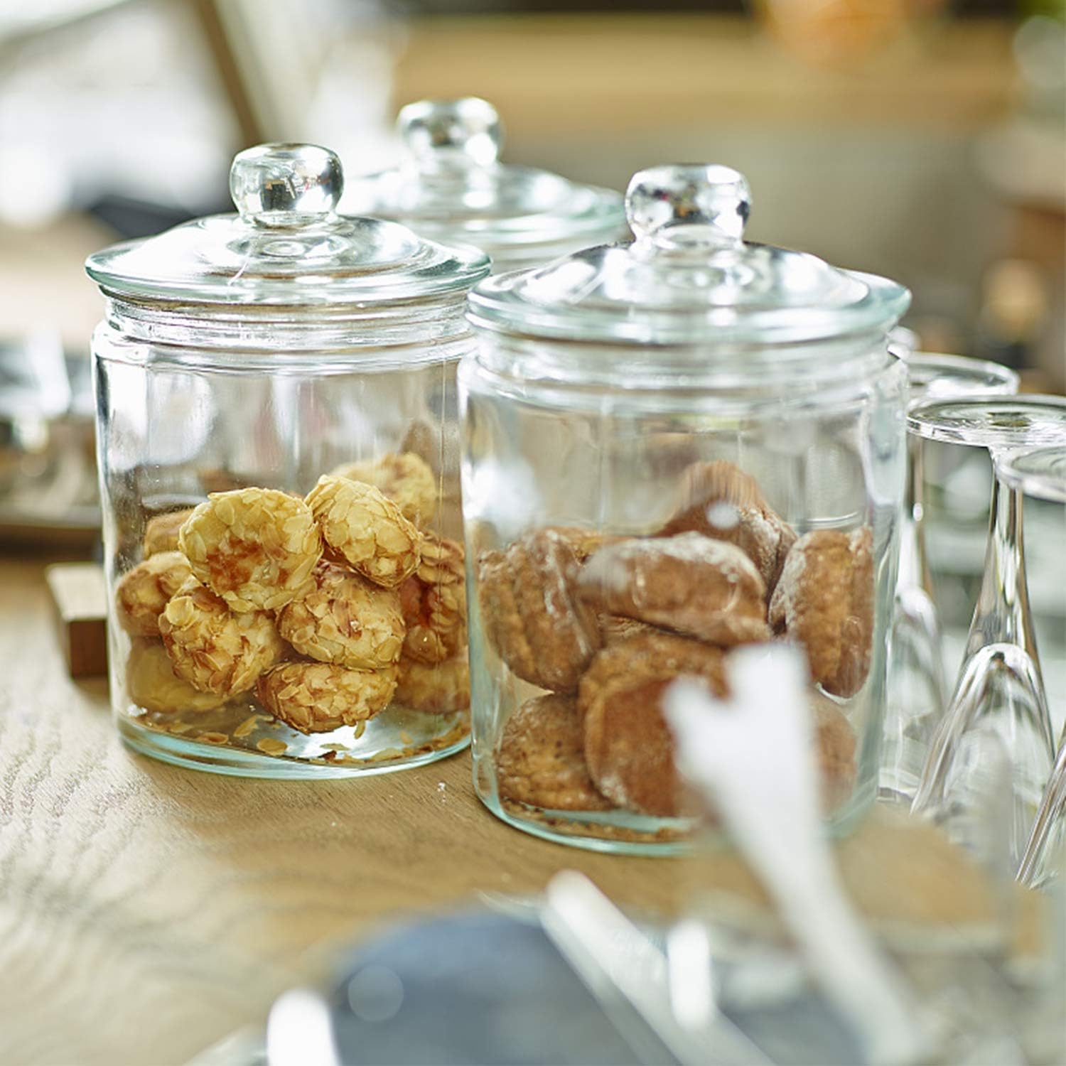 Glass Jars 64 oz,Candy Jar with Lid For Household,Food Grade Clear Jars (3 Pack)