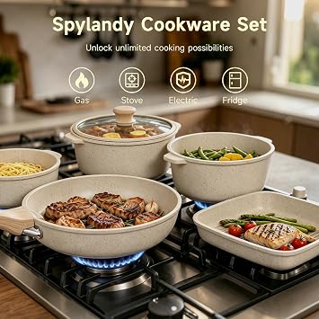 21Pc Detachable Handle Ceramic Nonstick Cookware Set, Induction Pots & Pans