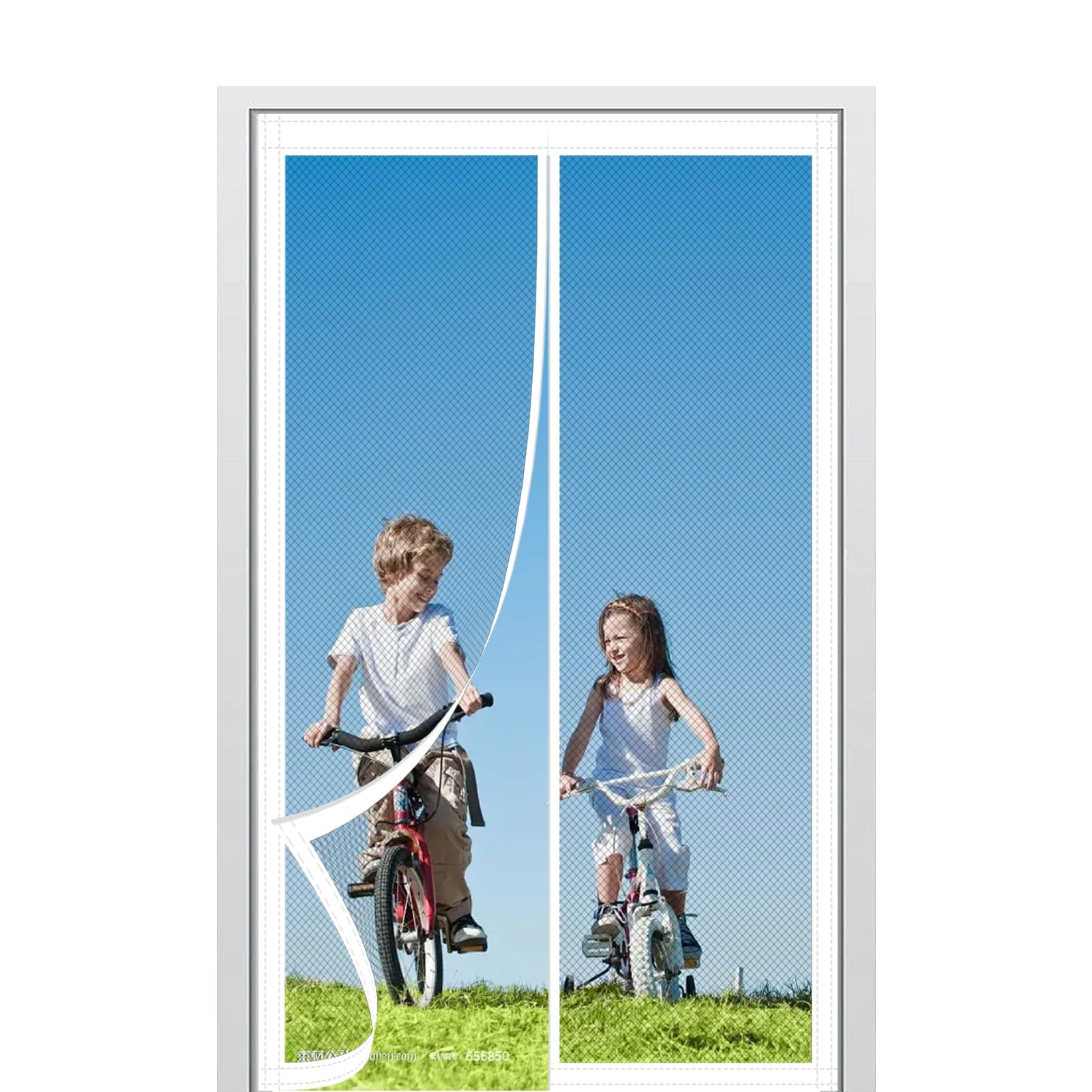 Lzjd White Mosquito Door Net Magnetic 134 X 190 Cm Keep Bugs Out & Lets Fresh Air In Door Fly Screen Curtain No Without Drilling Suitable For Patio Doors Balcony Bedroom,