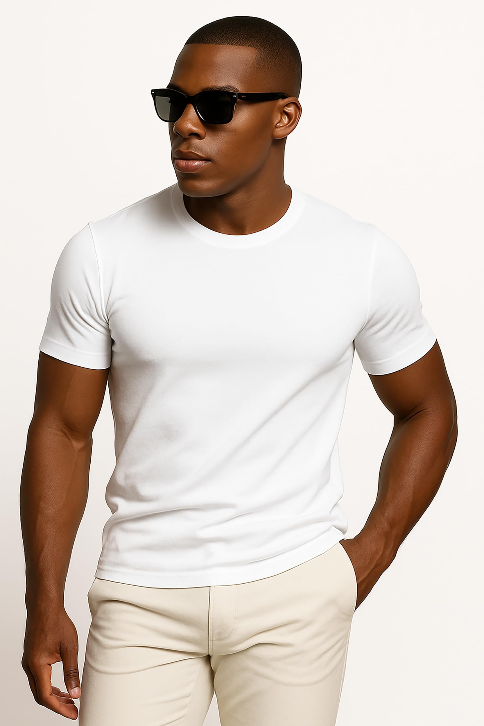 Leif Nelson LN920 - Maglietta estiva da uomo, scollo a girocollo, Slim Fit, in cotone, a maniche corte