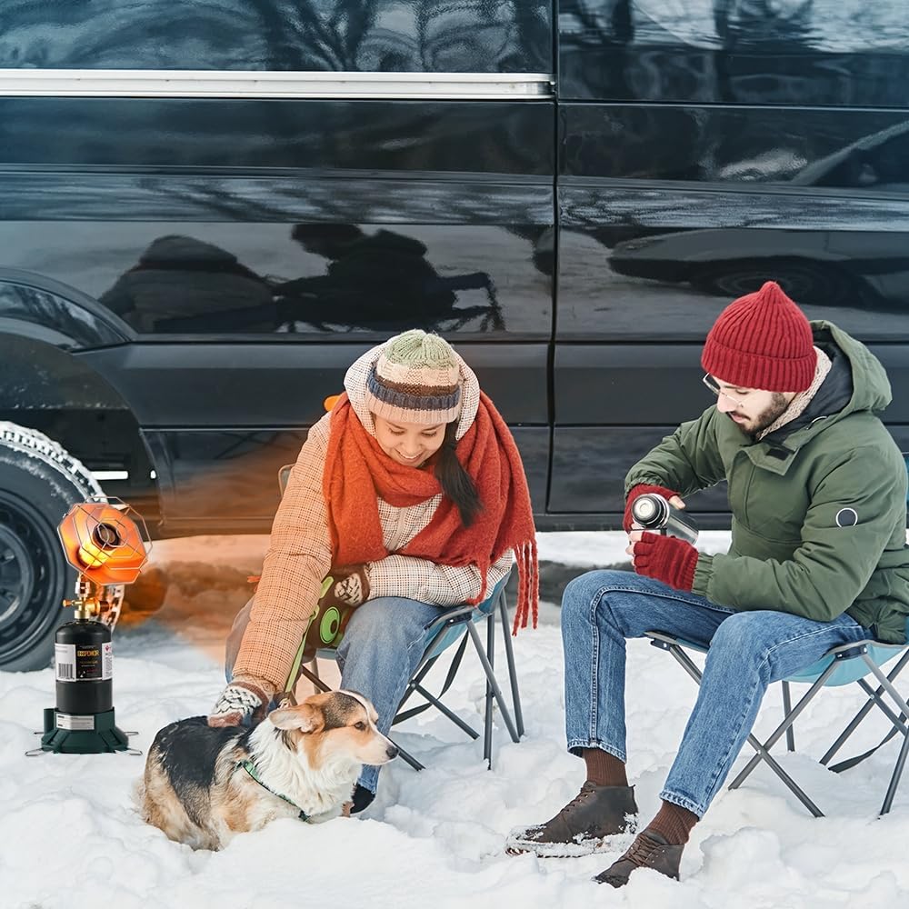 Propane Heater 6200BTU, Camping Portable Outdoor Heater with USB Lighter and Cylinder Stand, for Outdoor Space, Patio, Finshing, Hunting,Open Work(Fuel not included)