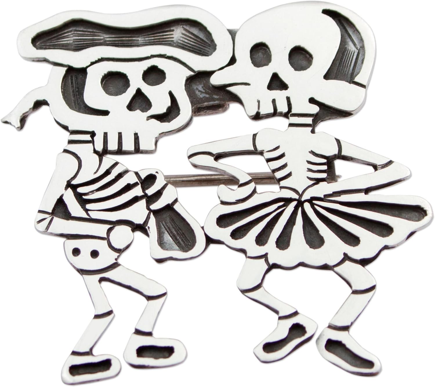 NOVICA Artisan Handmade Sterling Silver Brooch Pendant Signed from Mexican Day of The Dead Mexico [1.6 in L x 0.3 in W x 0.3 in D] ' Skeletal Matador Dance'